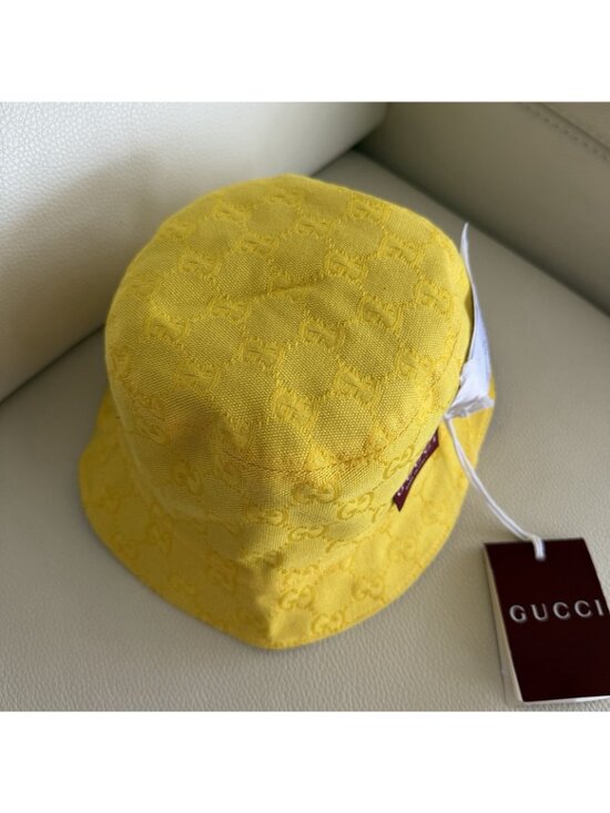NWT Authentic Gucci Blue Yellow GG Supreme Reversible Bucket Hat 790152 $675 XS main image 9